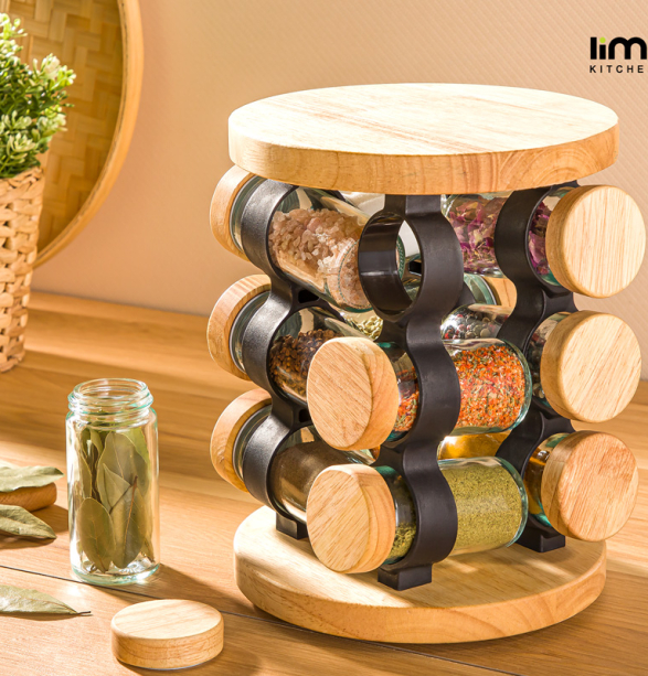 ست ادویه گردان 12 عددی چوبی پلاسکو مهسین ، پلاسکو - رشت