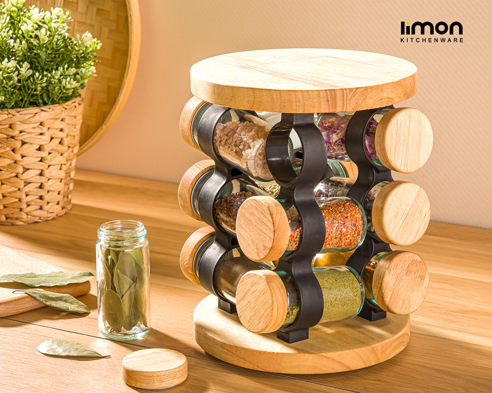 ست ادویه گردان 12 عددی چوبی پلاسکو مهسین ، پلاسکو - رشت